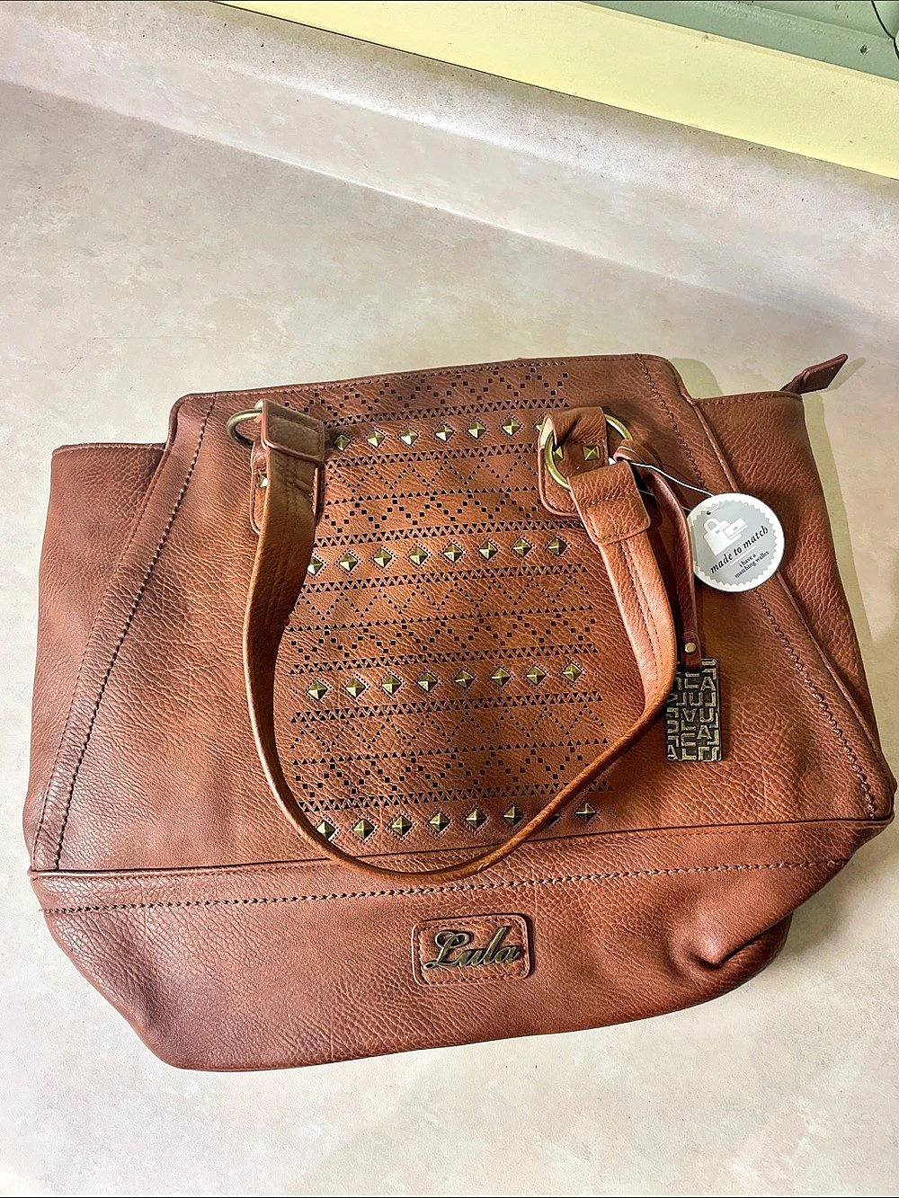 Lula Studded Tote in Brown